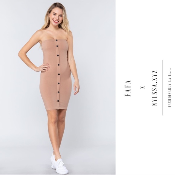 Button Down Tube Mini Dress - Picture 2 of 7